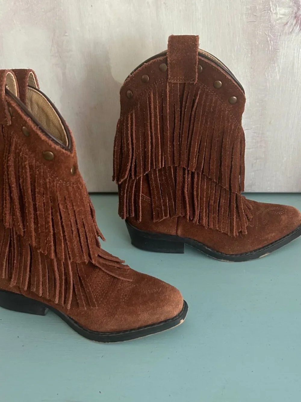 Smoky Mountain Girls Wisteria Double Fringe Tan Western Boot Size 9 Cowgirl Boot
